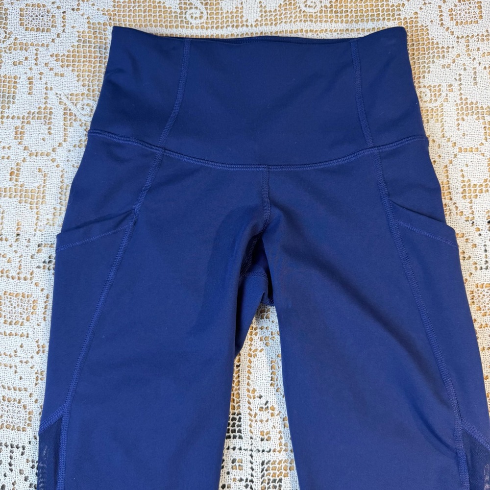 Old Navy Active Go-Dry Blue Mesh Panel Pocket Leggings Womens XS High Rise - Picture 6 of 12
